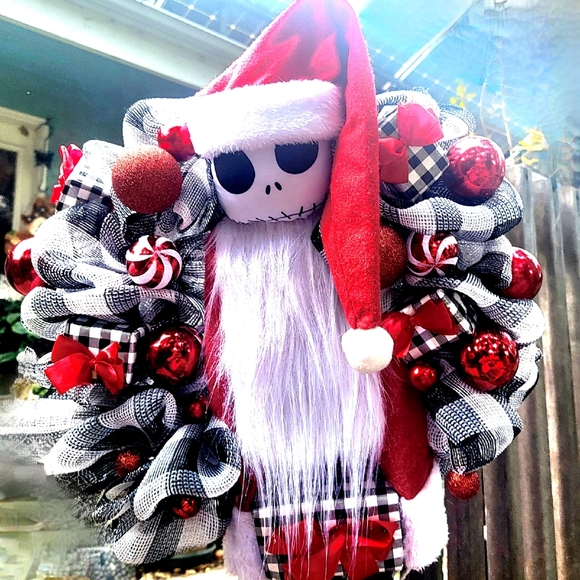 Nightmare Before Christmas Wreath Jack Skellington Deco Mesh Bow - Picture 2 of 6